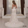 Illusion Sleeveless Lace Covered Button Back Bridal Beach mermaid nikah dress wedding